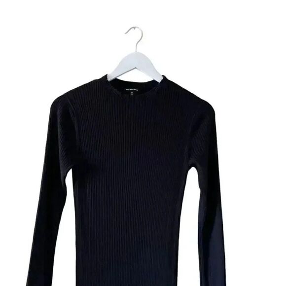 Free People Who Wear What Black Crewneck Long Sleeves Knit Midi Long Dress SZ M - Picture 3 of 11